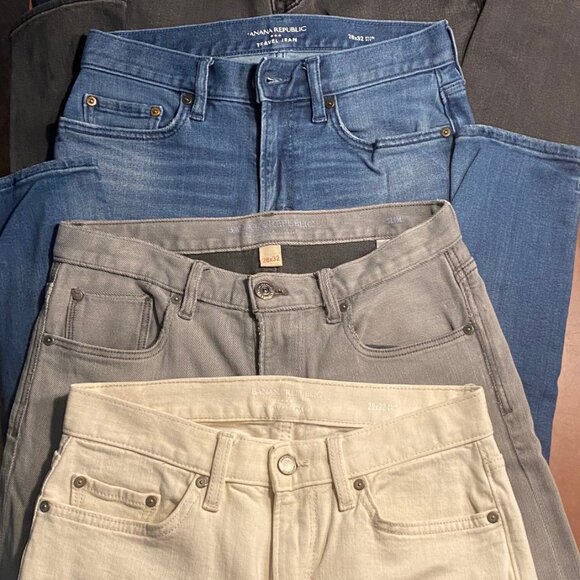 LOT OF 5 PAIRS! Banana Republic Traveler Jeans Men's SLIM 28X32, gorgeous - Picture 11 of 14